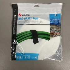 VELCRO ONE-WRAP TAPE 1/2" X 25 YARD ROLL WHITE.