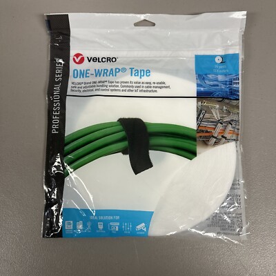 VELCRO ONE-WRAP TAPE 1/2'' X 25 YARD ROLL WHITE.