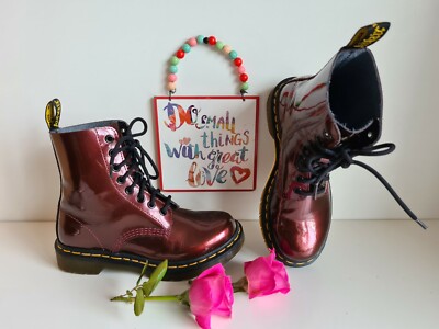 Dr Doc Martens Pascal 1460 burgundy chrome hole boots UK EU 36