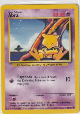 Pokemon Karte Basis Base Set Nr. 43/102 Abra englisch