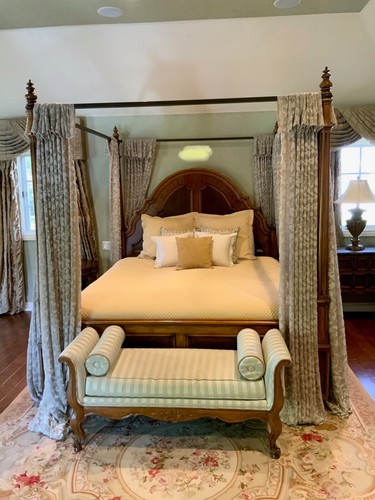 š¦„Ethan ALLEN CaL King TraDitionaL WOOD CanoPy Bed W/ CURTAINS - Picture 5 of 11