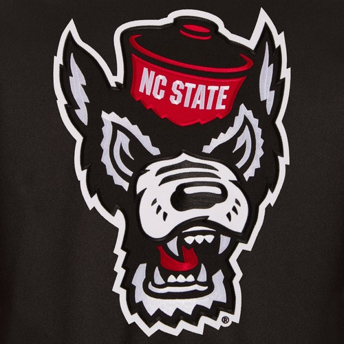 North Carolina NC State Wolfpack Poly Twill Varsity Jacket  Black Red - Picture 2 of 4