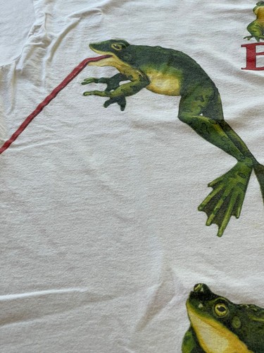 Vintage Budweiser Frogs Hang on! White T-Shirt Dual Sided AOP Print Size M - Picture 5 of 21