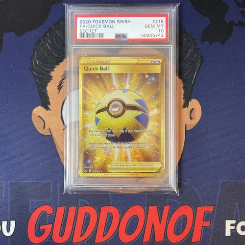 💎PSA 10 GEM MINT 2020 Pokemon Sword & Shield QUICK BALL #216 Full Art SECRET