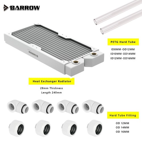 Barrow 120/240/360 mm Heizkörper-Kit + Hartrohr + Stecker + 90 Grad Anschluss G1/4"" - Bild 5 von 22