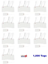 1,000 pc Case of 4 3/4" x 2 3/8" Size 5 USA White Inventory Price Tags with Wire