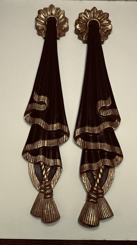Set vintage di 2 eleganti arredi da appendere da parete neri e oro - Foto 9 di 11