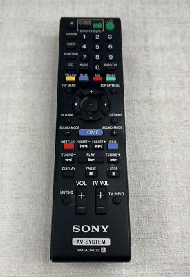 SONY RM-ADP072 AV SYSTEM REMOTE CONTROL MISSING BATTERY COVER!