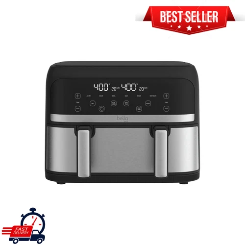 bella PRO - 4-qt. TriZone Touchscreen Air Fryer with Dual Flex Basket, Stainless
