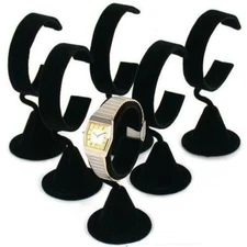 6 Wrist Watch Black Velvet Jewelry Showcase Display
