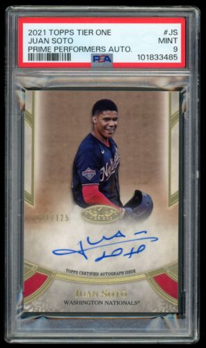 2021 Topps Tier One Prime Performers Juan Soto Auto /125 PSA 9 MINT Autograph