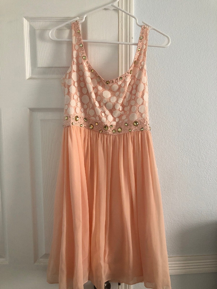 Antonio Melani Peach Dress Rhinestone Cocktail Occasion Size 2 | eBay
