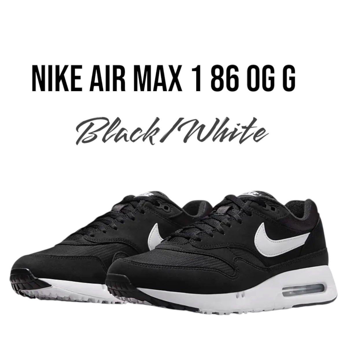 NIKE AIR MAX 1 86 OG G Training Shoes BLACK WHITE MEN SHOES