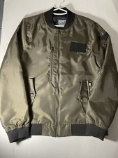 Military Aviator Pilot Bomber Jacket Olive Green Size: Men  s Small