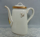 Haviland H&Co. Limoges Coffeepot Triangular Shape Gold White Rope Handles 1800's — photo 2
