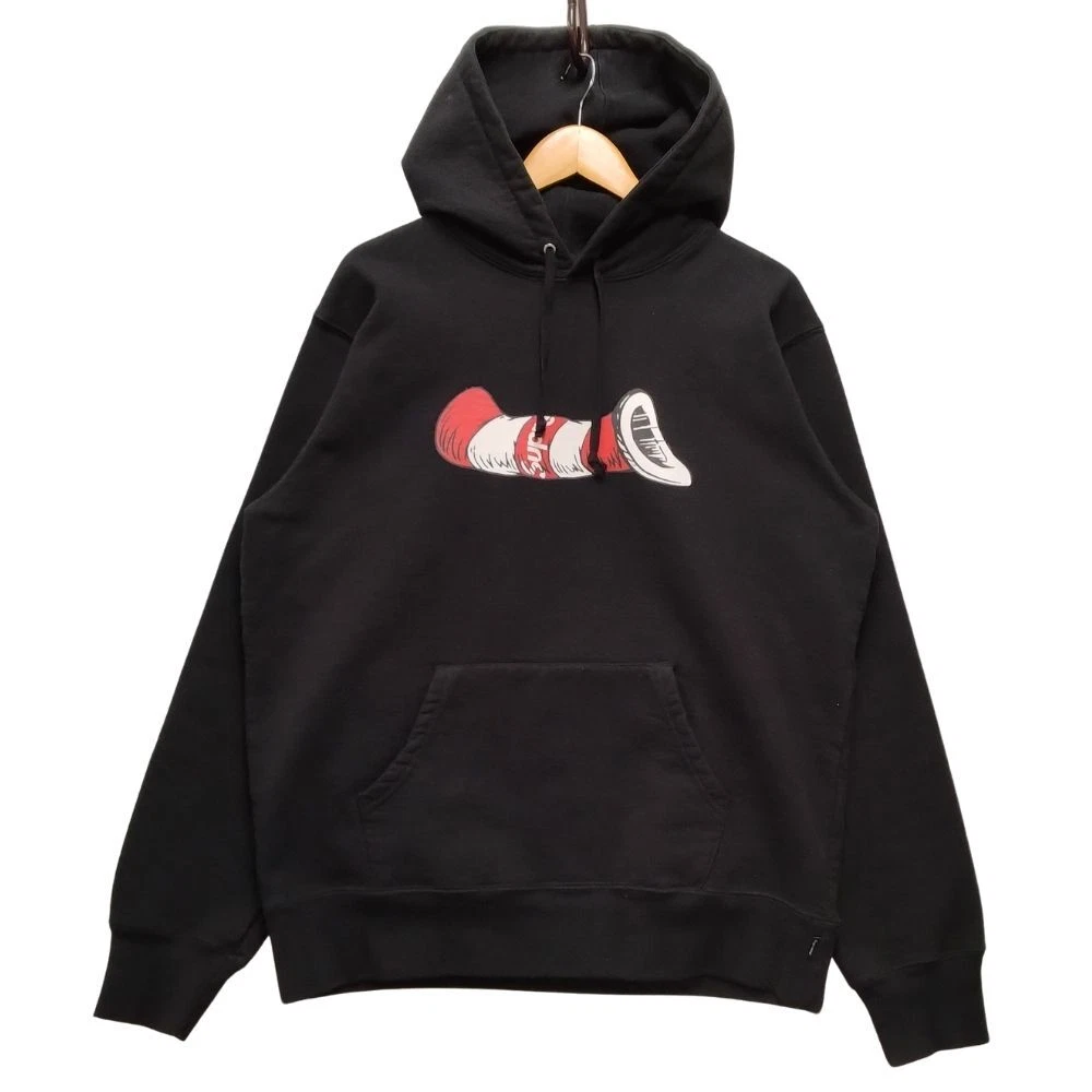 Sweat à capuche SUPREME Chat au chapeau Parker noir L authentique / 36742