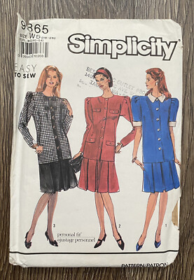 90s Two-Piece Dress Sizes 18-26 Simplicity 9865 Easy To Sew Sewing Pattern