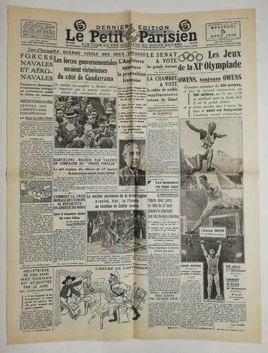 N659 La Une Du Journal Le petit Parisien 5 août 1936 jeux de la XI olympiade - 第 1/2 張圖片
