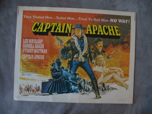 Captain Apache aka Deathwork 1971 Lee Van Cleef Train Half Sheet poster VGEX C7