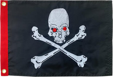 Pirate Flag 12X18 Inch Outdoor, Embroideried Double Sided Jolly Roger
