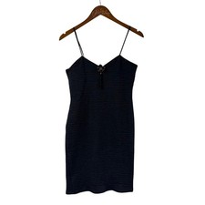Little Black Beach Dress Mini Textured Bodycon Stretchy Vintage Large