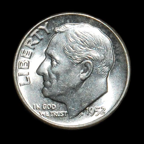 1952-P Roosevelt Dime - BU CHOICE Brilliant Uncirculated. 90% Silver. A Beauty!