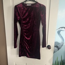 Live To Be Spoiled Women's Dress Size Medium Purple Velour Ruched Bodycon