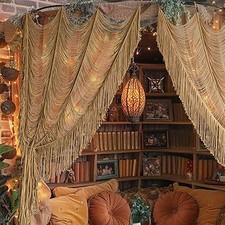 Macrame Curtain Boho Curtain Doorway Window Wall Decor Fiber Yarn Art Handwoven