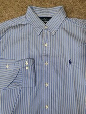 Ralph Lauren Classic Fit Button Up Down Mens Size 16.5 Blue Work Dress Shirt
