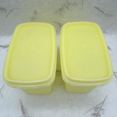 Contenitori salva mensola Tupperware vintage #1243 giallo con coperchi set di 2 - Foto 3 di 11