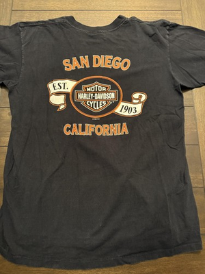 #ad Vintage Harley Davidson Shirt Mens XL Black San Diego California Biker 90s 1995 $21.44