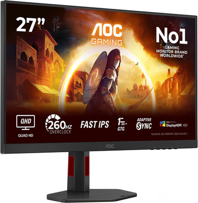 AOC Q27G4ZR 27 Zoll WQHD Gaming Monitor, 260Hz, Fast IPS Panel, 0.3Ms MPRT, Adap