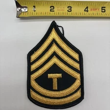 U.S. Military Army Sergeant 1st Class Technician Rank Patch Chevron Gold Green