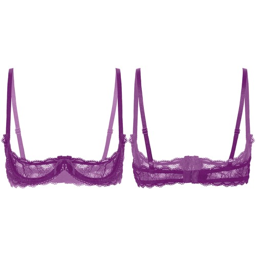 ~Sexy Women Lace Quarter Cup Underwired Shelf Push Up Bra Unlined Bralette Top - Picture 74 of 117