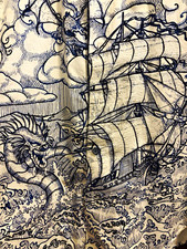 Robert Graham Men s Button-Up Shirt L Blue Dragon Ship Graphic Print