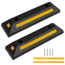 2 Pack Heavy Duty Rubber Parking Curb Garage Floor Stops Wheel Stopper for Car