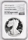 2025 W Silver American Eagle S$1 Laser Privy NGC PF69 Ultra Cameo #432