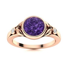 Amethyst Gemstone Three-Stone Engagement Prong Ring Jewelry Sterling Silver