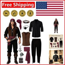 10-Piece Pirate  Renaissance Outfit for Men - Perfect for Parties and Cosplay