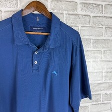 Tommy Bahama Island Zone Navy Blue Polyester Blend Logo Polo Shirt Mens 2XL