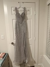 Adora Design Size 2 Silver Rhinestone Beaded Corset Prom Pageant Evening Gown