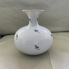 Vase Porzellan Augarten Wien Tischvase Kleeblatt bemalt Goldrand 