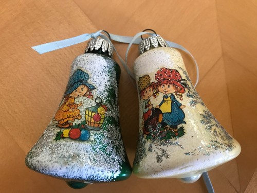 ** Vintage Sugar Sparkle Bell Holly Hobbie Christmas Ornaments **