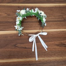 White Flower Crown Headband Bridal Wedding Boho Headpiece Floral Hair Wreath