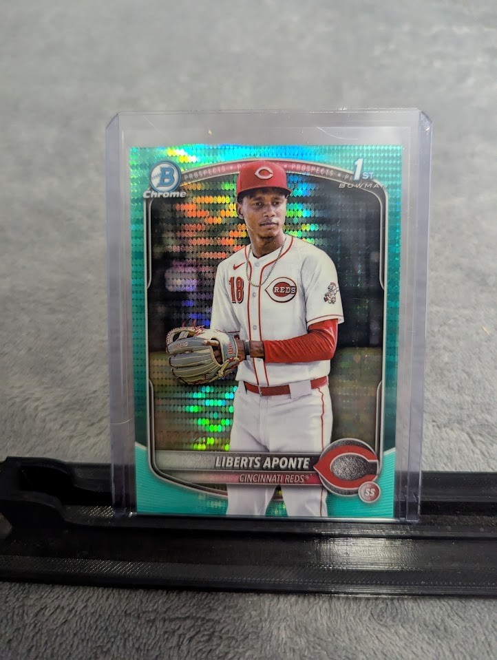 2025 Bowman Chrome #BCP-174 Liberts Aponte 1st Bowman Aqua Pulsar Reds /125