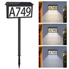 Solar Address Sign, House Numbers for Outside Light Up, 3 Colors Waterproof L...