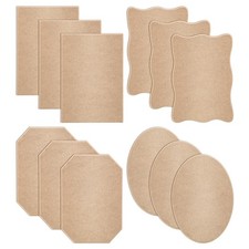 12 Pcs Unfinished Wood Plaques for Crafts 6.5 x 4.5 Inch with 4 Assorted Shap...