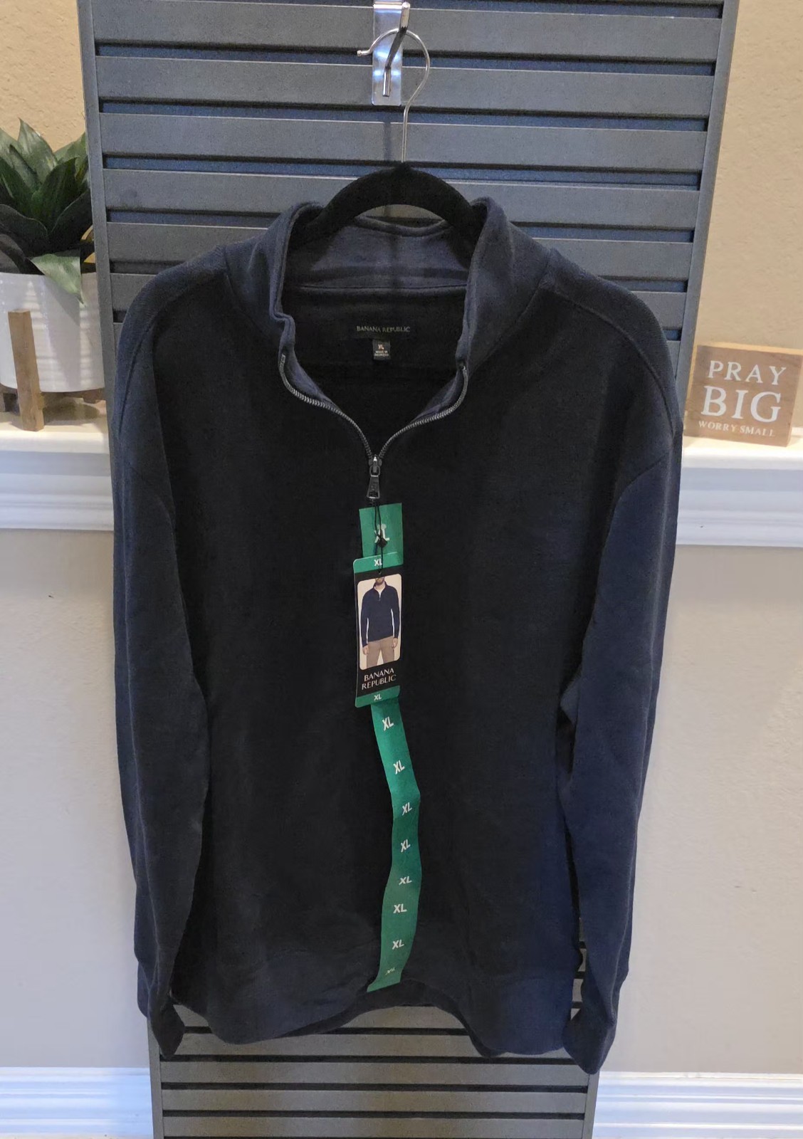 Banana Republic Men's Double Knit 1/4 Zip Pullover Blue Size XL