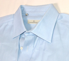Ermenegildo Zegna 100 Cotton Dress Shirt Sz 16 Blue Made in Spain Button Up