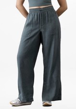 Athleta Retreat High Rise Wide Leg Linen Pant Eden Small NWT